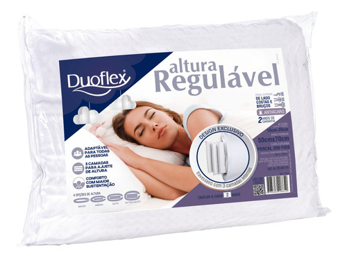 Travesseiro Altura Regulável Duoflex Suporte Firme Cor Branco