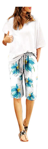 Pantalon Corto Cintura Alta Estampado Floral Para Mujer