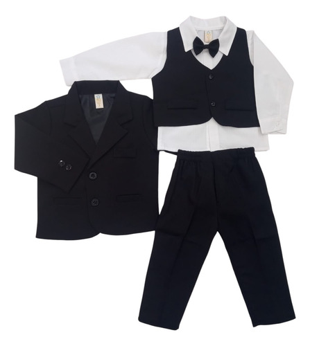 Traje De Bautizmo Conjunto Completo Negro 24-36