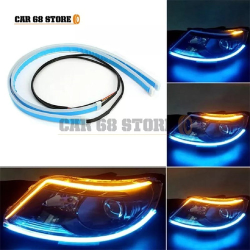 Cinta Drl Luz Led Doble Color Para Farolas De Carro 60cm 