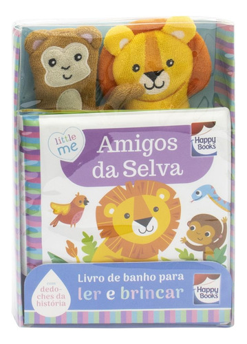 Kit Livro Amigos Da Selva Igloo Books 1ª Edição Com Material Impermeável, Dedoches De Pano E Box Coleção Melhores Amigos - Um Livro De Banho 2021 Português Editora Happy Books