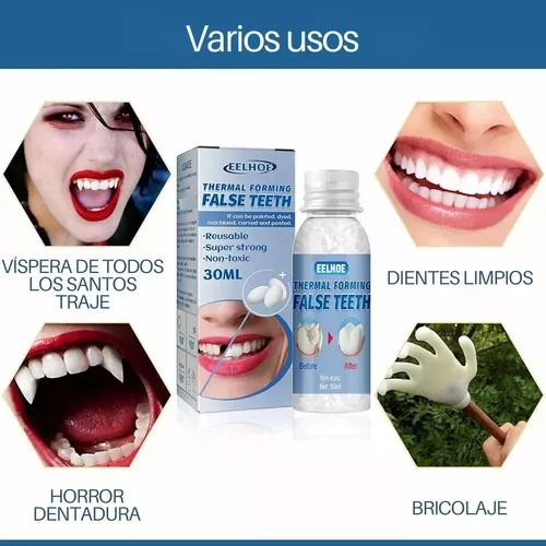 -- Perlas Reparación Dientes Postizos Dientes Gránulos 30ml