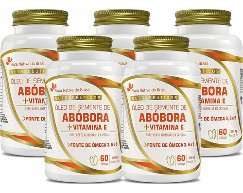 Kit 5 Óleo Semente Abóbora 60 Capsulas 1000mg Flora Nativa