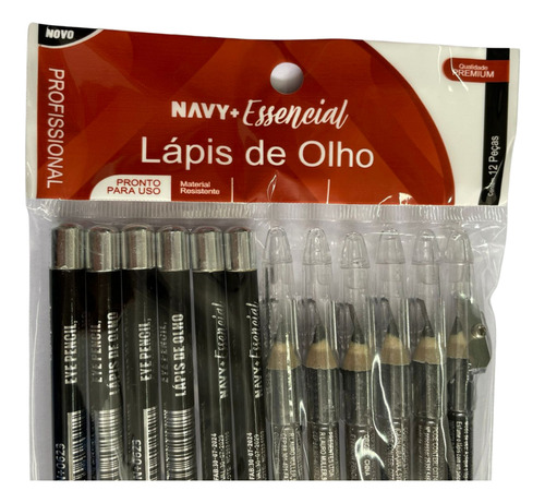 12 Un Lapis De Olhos E Sobrancelhas Preto C/ Apontador Navy