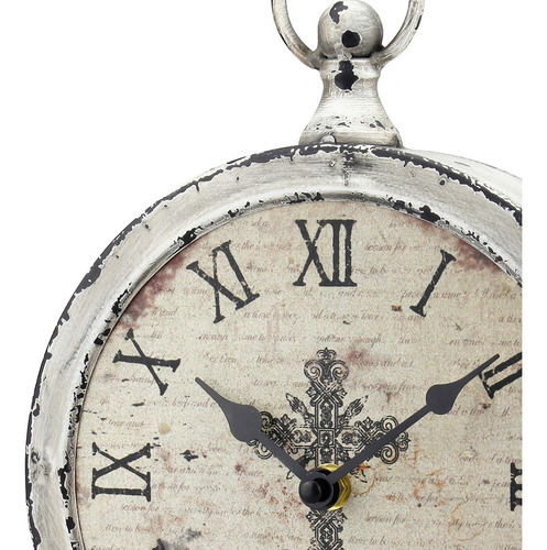 Reloj De Mesa Decorativo Grande 30 Cm, Estilo Vintage Blanco