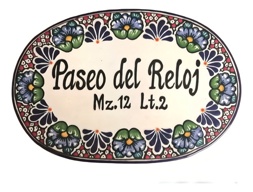 Letrero Placa Personalizada I Alonso Luis I Cerámic Talavera Mediana Personalizada