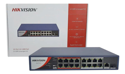 Switch Hikvision 16 Puertos Poe Ds-3e0318p-e/m(b)