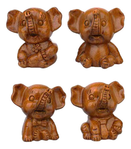 Estatuas De Elefantes, Minianimales Marrones 4 Piezas