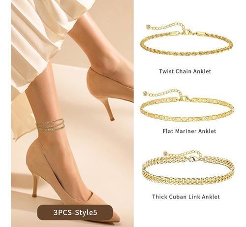 Yysuniee Tobillera De Color Dorado Para Mujer, Tobilleras Ap