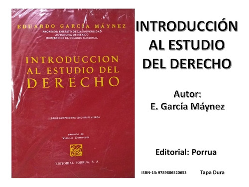 Libro Introducción Al Estudio Del Derecho García Máynez