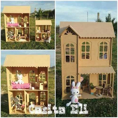 Casita De Muñecas 120cm, Con Terraza+26 Muebles Barbie