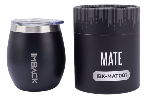 Mate De Acero Inoxidable Anti Vuelco Con Tapa 240 Ml Regalo Color Negro Ibk-mat001