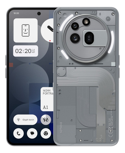 Nothing Phone (3a) Pro 12gb Ram 256gb Rom Teléfono 5g Smartphone Snapdragon 7s Gen 3 Octa Cpu 6.77'' Amoled Pantalla 120hz 3000 Nits Nfc Bluetooth 5.4 Color Gris