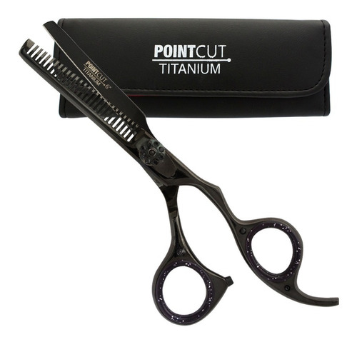 Tijera Barberia Pulir Desmechar Pointcut Titanio Black 6