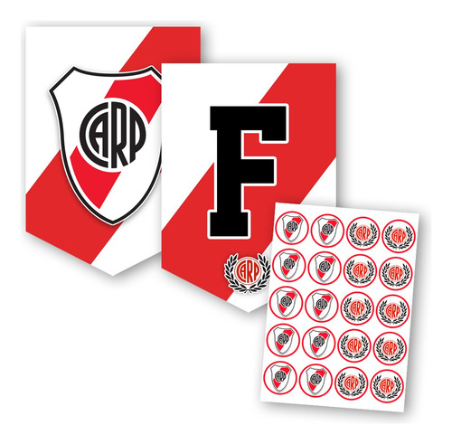 Banderín  Feliz Cumple River Plate + Stickers Para Imprimir