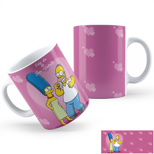 Taza Cerámica Los Simpson Homero Y Marge Aa Calidad