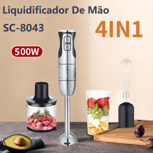 Mixer Power Inox 3 Em1 500w Eletro Domestico Mix Processador Cor Prateado 127v