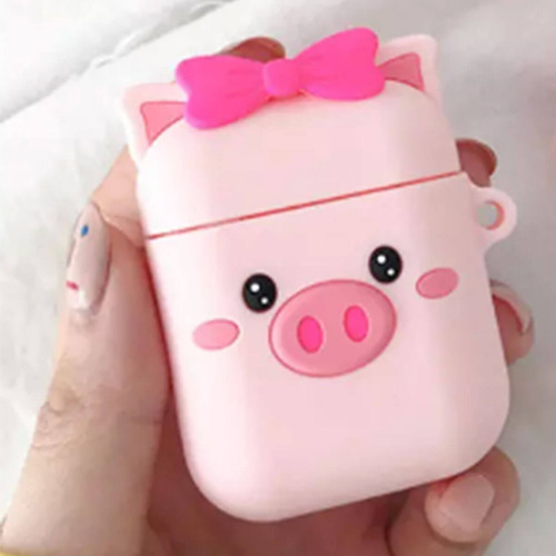 Imagem 3 de 4 de Kit Fone De Ouvido Sem Fio Rosa Com Capa Porquinho Silicone