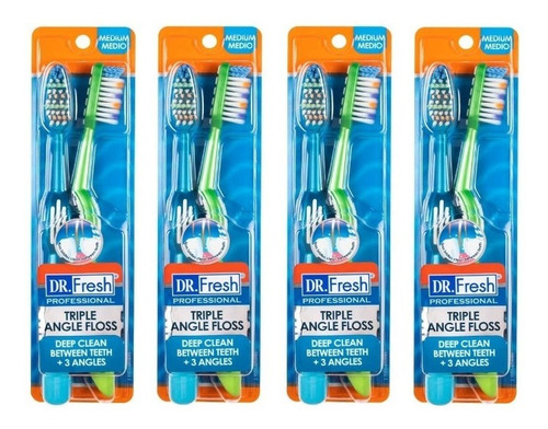 4 Blísters, Cepillo De Dientes Dr Fresh Triple Angle Floss