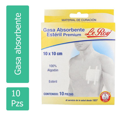 Le Roy Gasa Estéril Premium 10x10cm Caja Con 10 Piezas Según Presentación