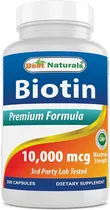 Comprar Biotina 10,000mcg Formula Premium Best Naturals 200 Capsulas Sabor Neutro