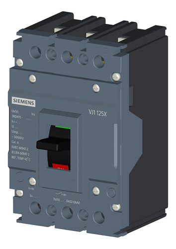 Disjuntor Tripolar Siemens Cx Moldada 125a 25ka/380v 3vj1012