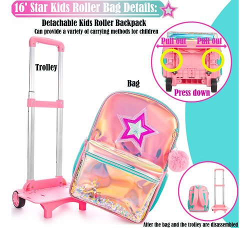 Egchescebo Mochila Escolar Con Ruedas Para Niñas Con Ruedas