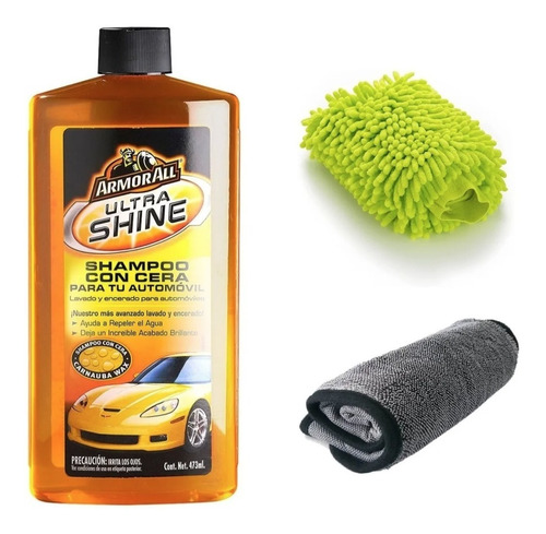 Kit Lavado Auto Shampoo Armor All + Manopla + Microfibra