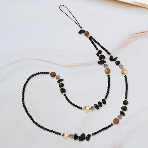 Elegante Cordón Para Teléfono Con Cuentas Correa Negro