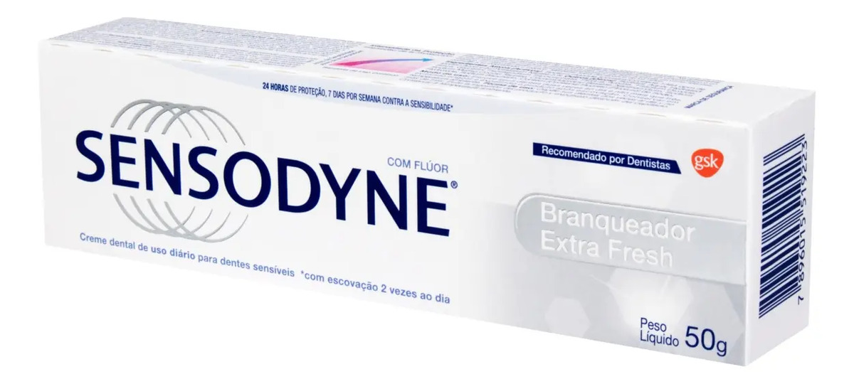 Pasta de Dente Sensodyne Branqueador Extra Fresh para Dentes Sensíveis com Flúor 50g