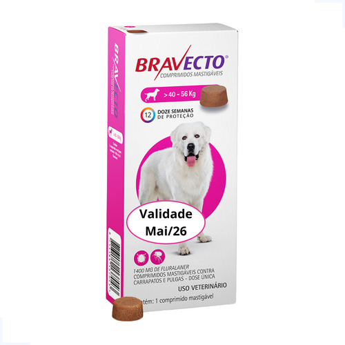 Bravecto Antipulgas Carrapatos Cães De 40 A 56 Kg Msd 1400mg