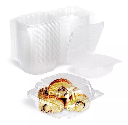 Recipientes desechables [5 x 5 pulgadas, paquete de 50 unidades],  recipientes con bisagras I resistentes para comida para llevar para calidad  de