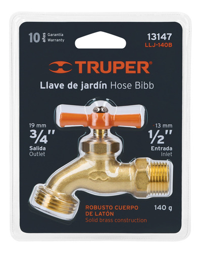 Llave De Nariz Para Jardín, 1/2' En Blister Truper 13147