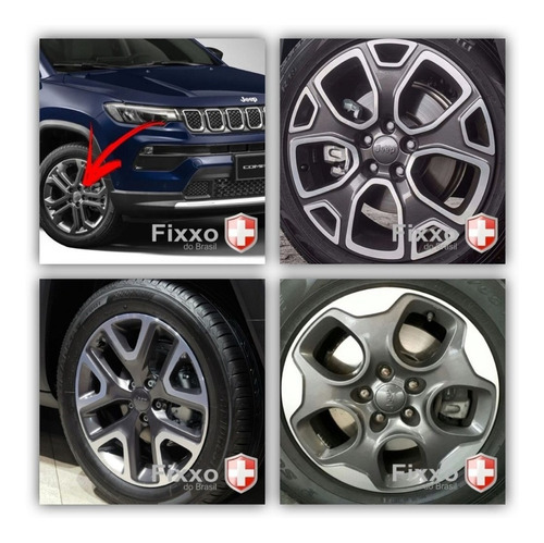 Imagem 5 de 6 de Kit 4 Calota Tampa De Roda Jeep Renegade Compass Grafite