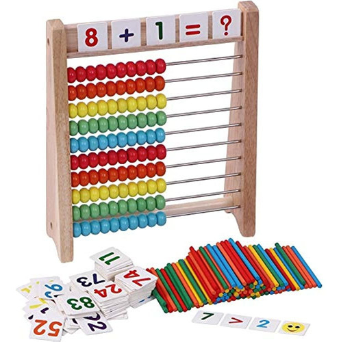 Cltoyvers Ábaco De Madera Para Niños Matemáticas Con 100 Pal