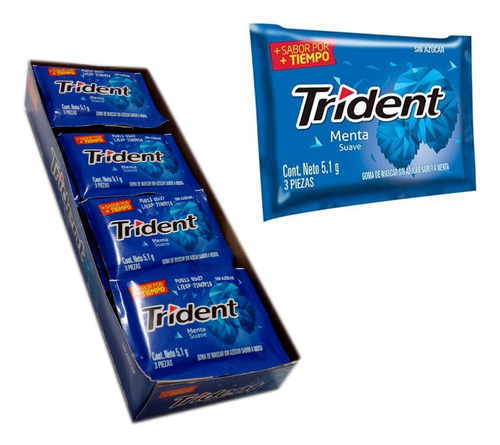 Chicle Dulce Trident 3s Sabor A Menta X24 Unds