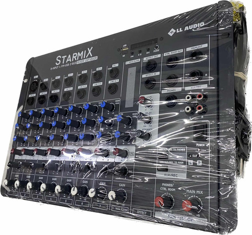 Mesa Som 8 Canais Usfx802 Ll Audio Console Efeito Bluetooth