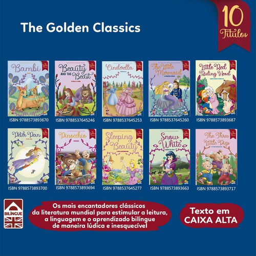 The Golden Classics: Pinocchio, de Marschalek, Ruth. Editorial Todolivro, capa mole em português/inglês, 2022