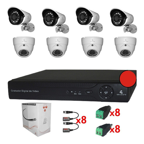 Kit Cctv Video Hd Dvr 8 Camaras Audio Microfonos Seguridad