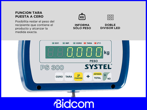 Balanza Bascula Comercial Systel Pilon Ps300 300kg Bidcom