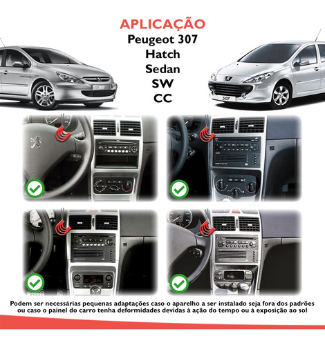 Imagem 6 de 8 de Moldura 2 Din Multimidia Dvd Mp5 Chinês Peugeot 307 2007
