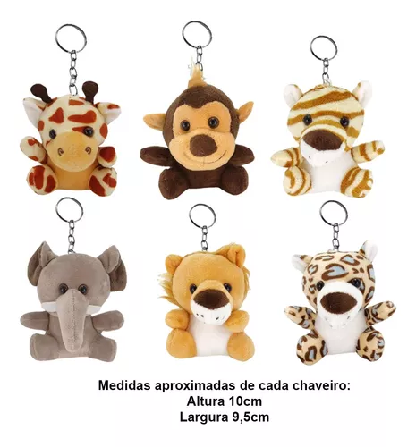 Mini Chaveiro Animais Safari Baby De Pelúcia – Jogo 06pçs