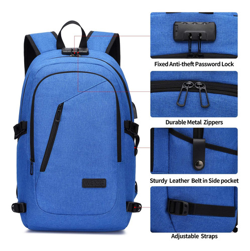 Mochila Estuche Porta Computadora 15,6 Pulgadas | Azul