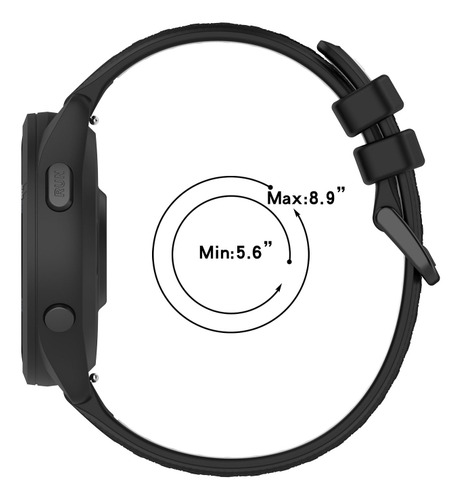 Correa De Reloj Deportiva Bicolor Negra Y Gris De Silicona P