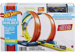 Hot Wheels Pista Lanzador Doble Loop Con Auto Track Builder