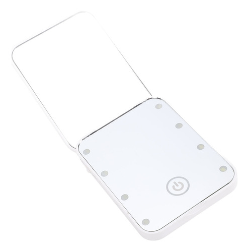 Espejo De Maquillaje Compacto Blanco Blanco, Led, Viaje, 2 C