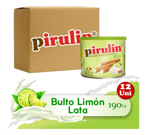 Imagen 1 de 3 de Pirulin Lime Lata /envase 190g Bulto De 12 Unidades
