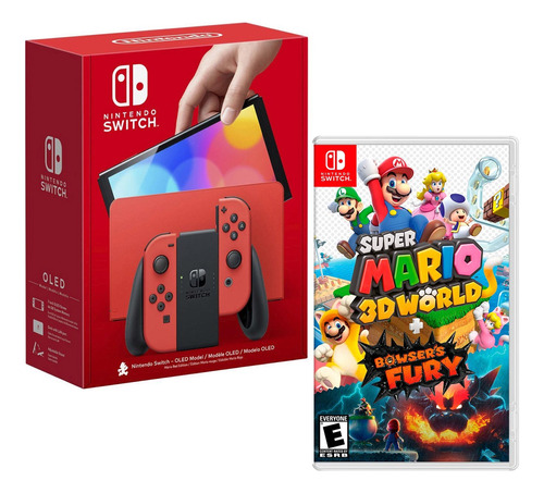 Consola Nintendo Switch Oled Mario Red + 3d Bowsers Fury