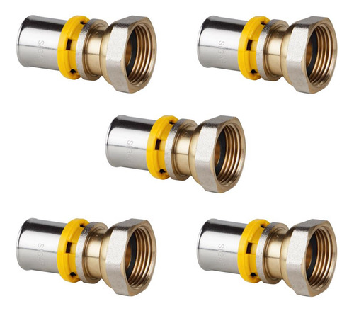 Conector Gás Tubo Pex Prensar 16mmx1/2 Fêmea Movel Kit 5 Pçs