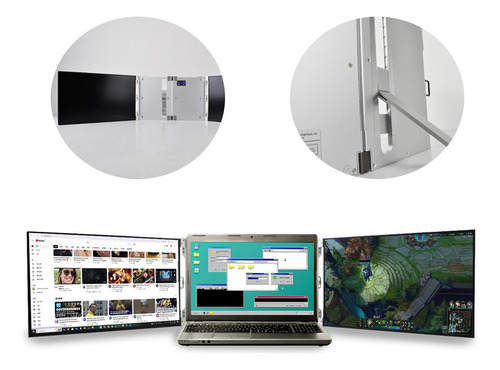 Monitor Extensor Duplo De Tela 14'' Full Hd Notebook Cor Cinza 127/220v